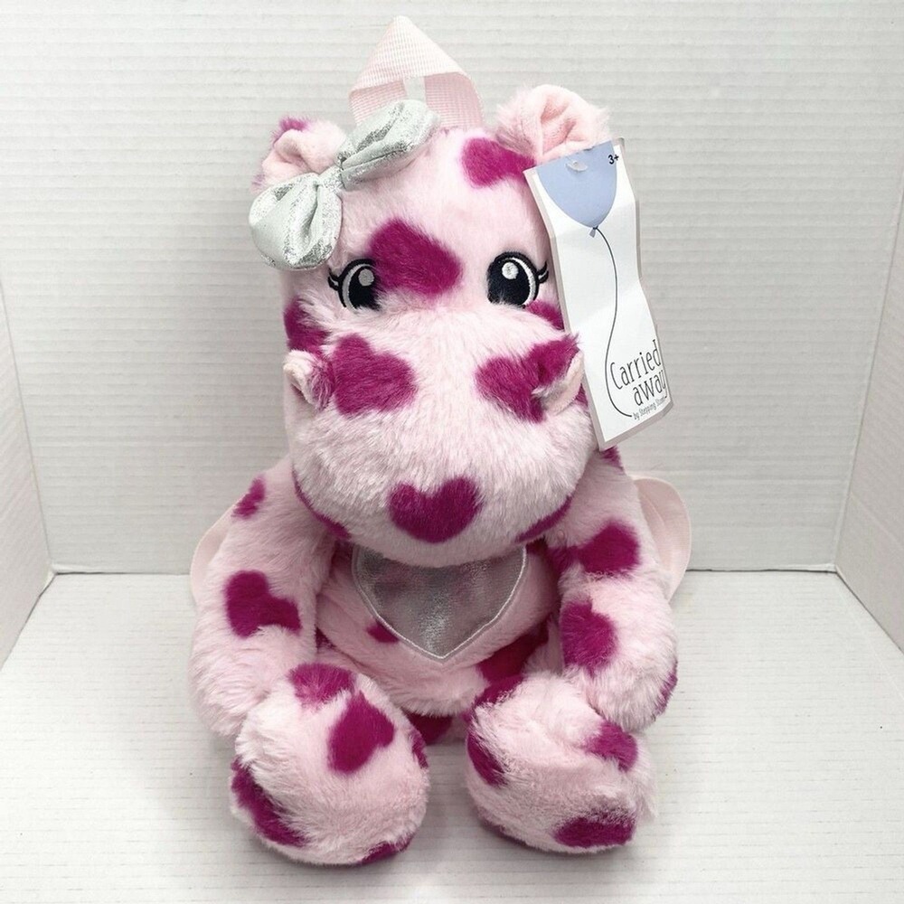 Carried Away by Stepping Stone 13" Pink Hippo Plush Backpack Adjustable Straps